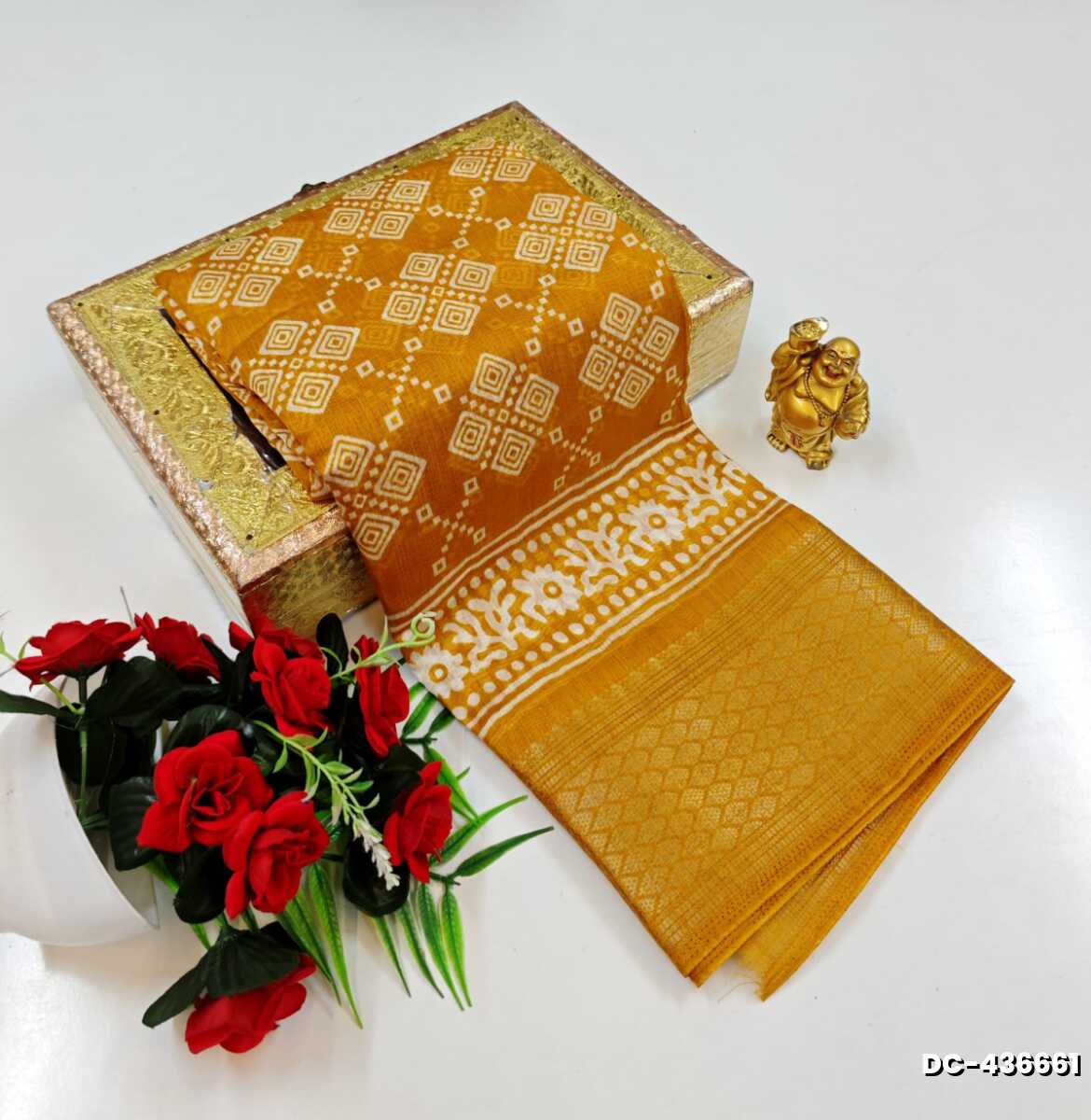 Heritage Soft Cotton Saree with Silver Copper Zari and Contrast Borders